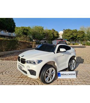 VENTA Coche electrico para niños BMW X6M 12v, color blanco de una plaza INDA157-X6MWT1PL